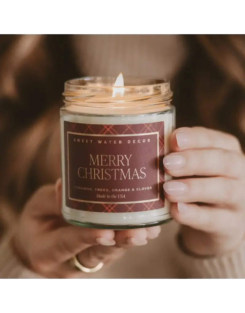 Sweet Water Decor Merry Christmas 9oz.  Soy Candle