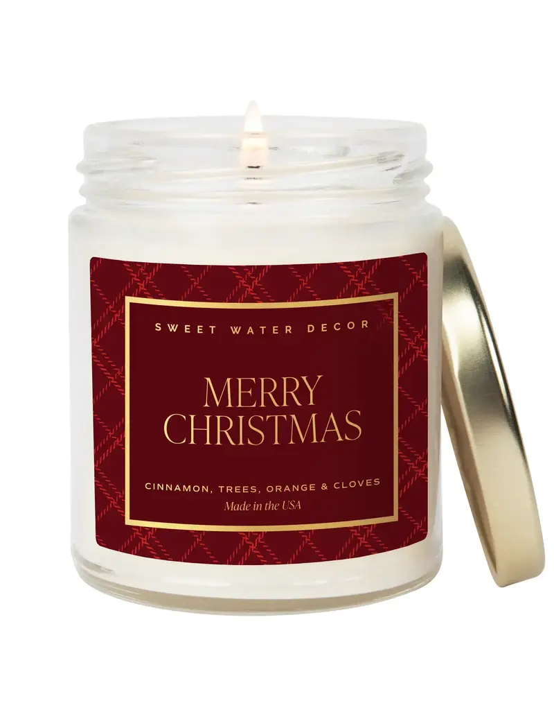 Sweet Water Decor Merry Christmas 9oz.  Soy Candle