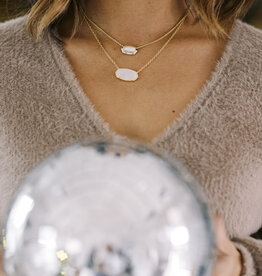 Kendra Scott Elisa Statement Pendant Necklace Gold Iridescent Drusy