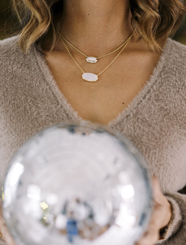 Kendra Scott Elisa Statement Pendant Necklace Gold Iridescent Drusy