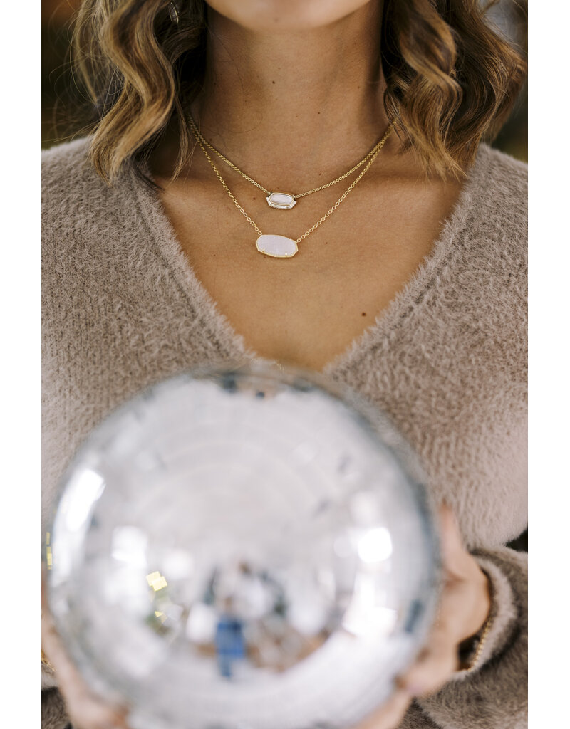 Kendra Scott Elisa Statement Pendant Necklace Gold Iridescent Drusy