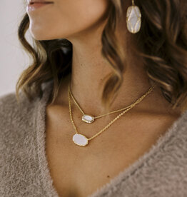 Kendra Scott Elisa Bezel Pendant Necklace Gold Ivory MOP