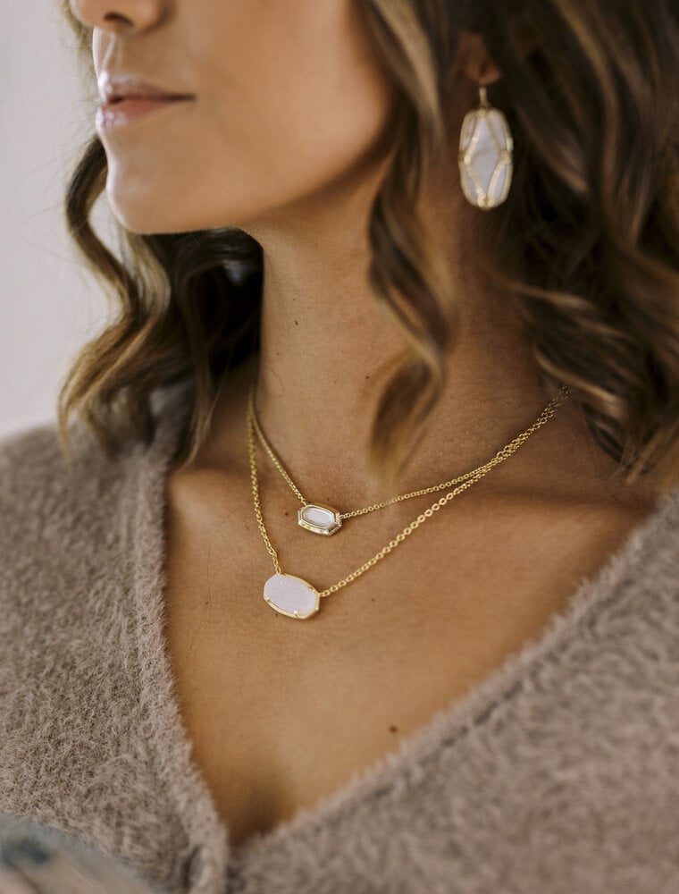 Kendra Scott Elisa Bezel Pendant Necklace Gold Ivory MOP