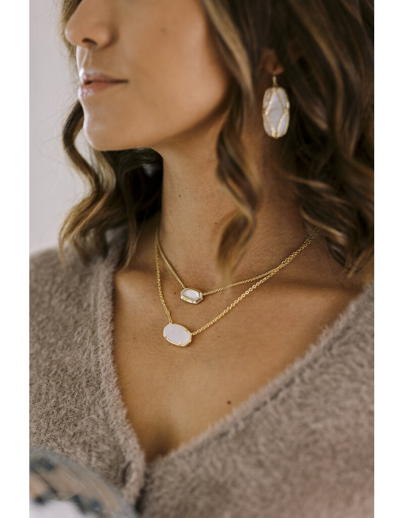 Kendra Scott Elisa Bezel Pendant Necklace Gold Ivory MOP