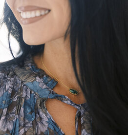 Kendra Scott Elisa Necklace Gold Bronze Veined Malachite Necklace