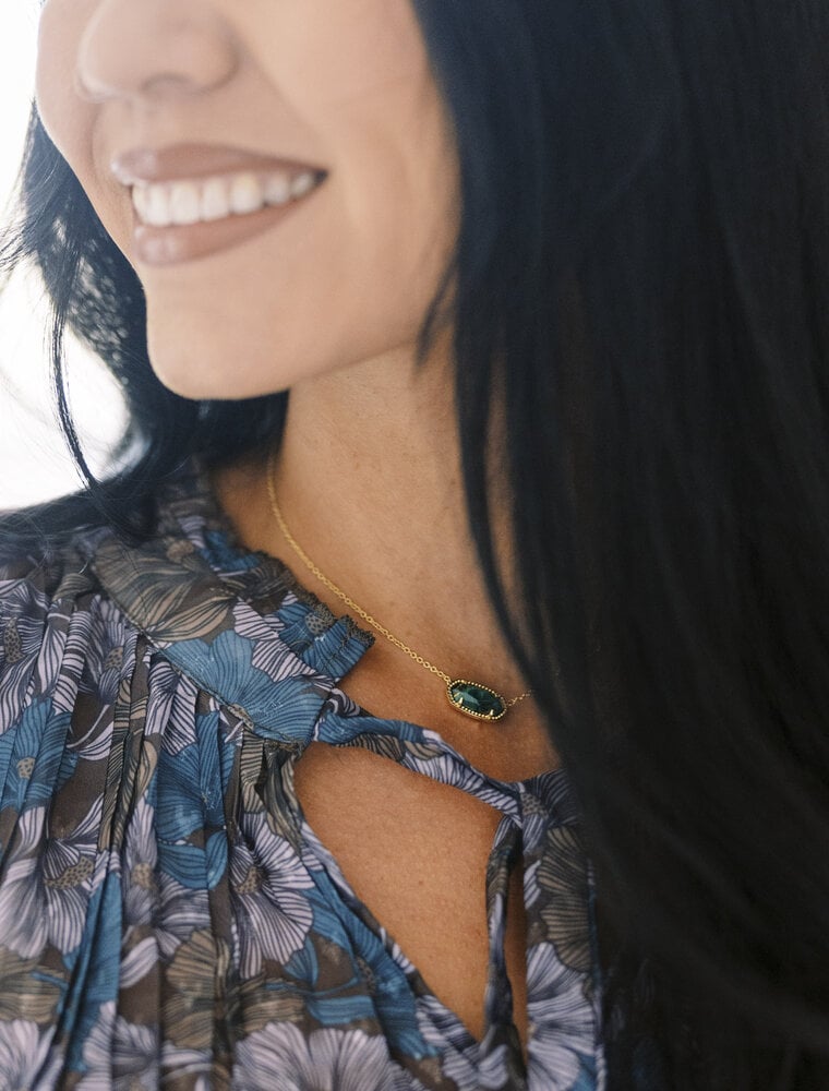 Kendra Scott Elisa Necklace Gold Bronze Veined Malachite Necklace