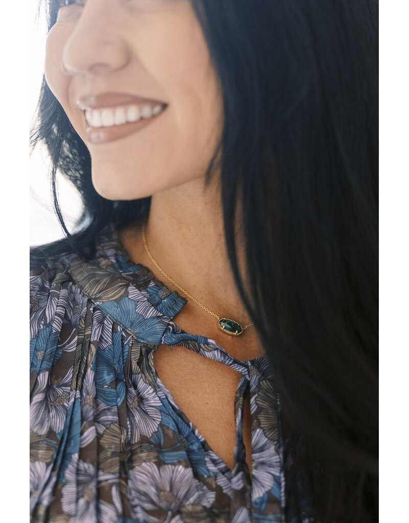 Kendra Scott Elisa Necklace Gold Bronze Veined Malachite Necklace