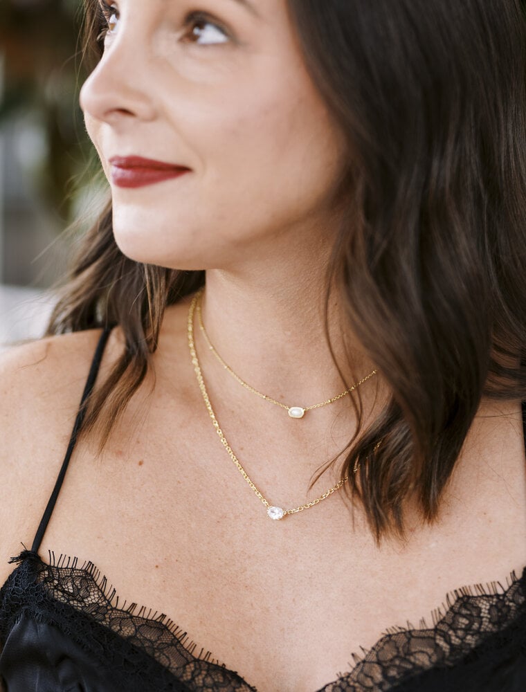 Kendra Scott Mini Elisa Satellite Pendant Necklace Gold Ivory MOP