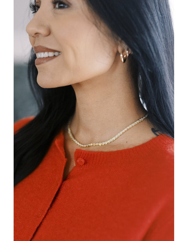 Kendra Scott Bella Tennis Necklace Gold White Metal CZ