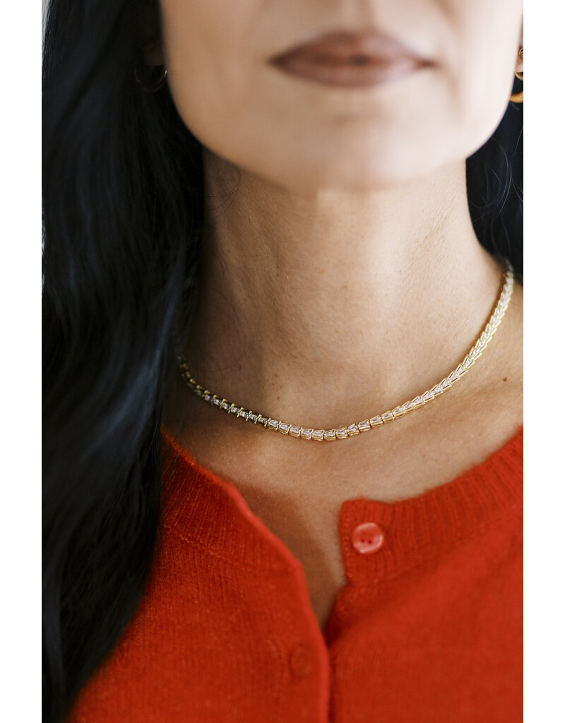 Kendra Scott Bella Tennis Necklace Gold White Metal CZ