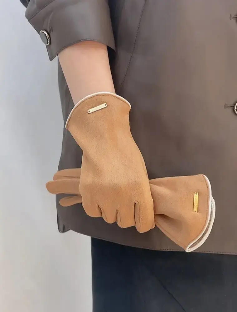 ninexis Faux Fur Lined Winter Touch Screen Gloves (brown)