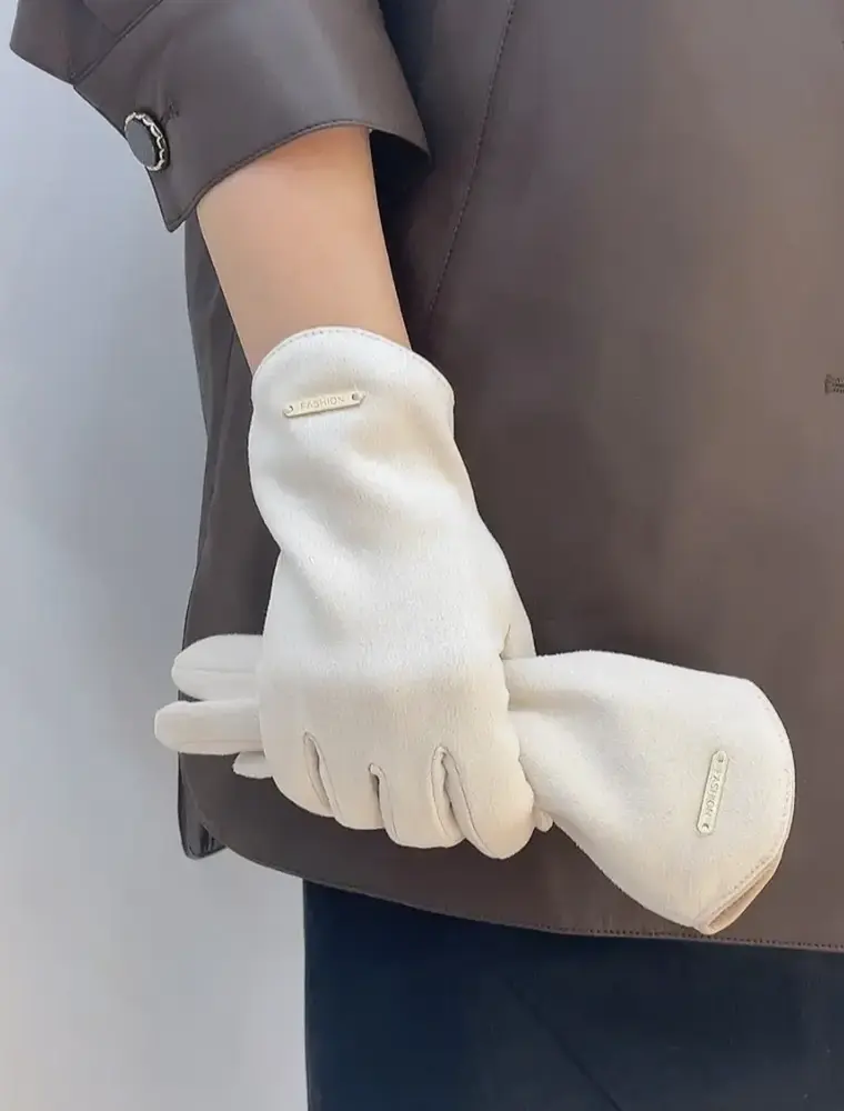 ninexis Faux Fur Lined Winter Touch Screen Gloves (white)