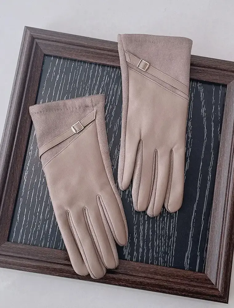 ninexis Faux Leather Winter Touchscreen Gloves (khaki)