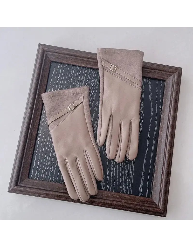 ninexis Faux Leather Winter Touchscreen Gloves (khaki)