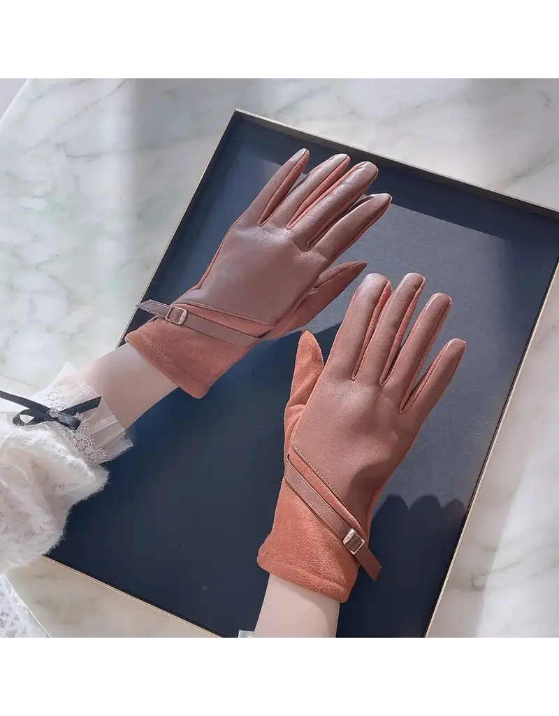 ninexis Faux Leather Winter Touchscreen Gloves (khaki)