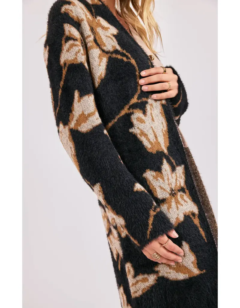Sadie & Sage Emory Floral Intarsia Open Duster Cardi
