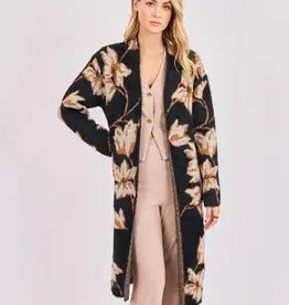 Sadie & Sage Emory Floral Intarsia Open Duster Cardi