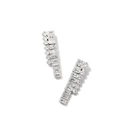 Kendra Scott Gracie Silver Linear Earrings in White CZ