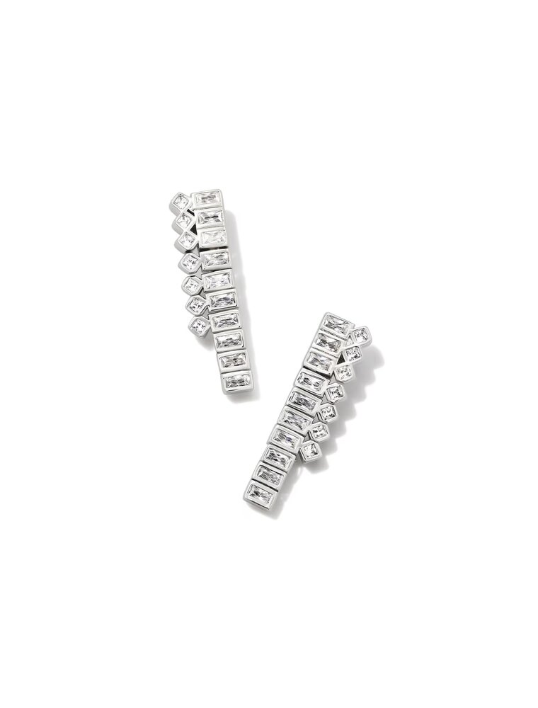 Kendra Scott Gracie Silver Linear Earrings in White CZ