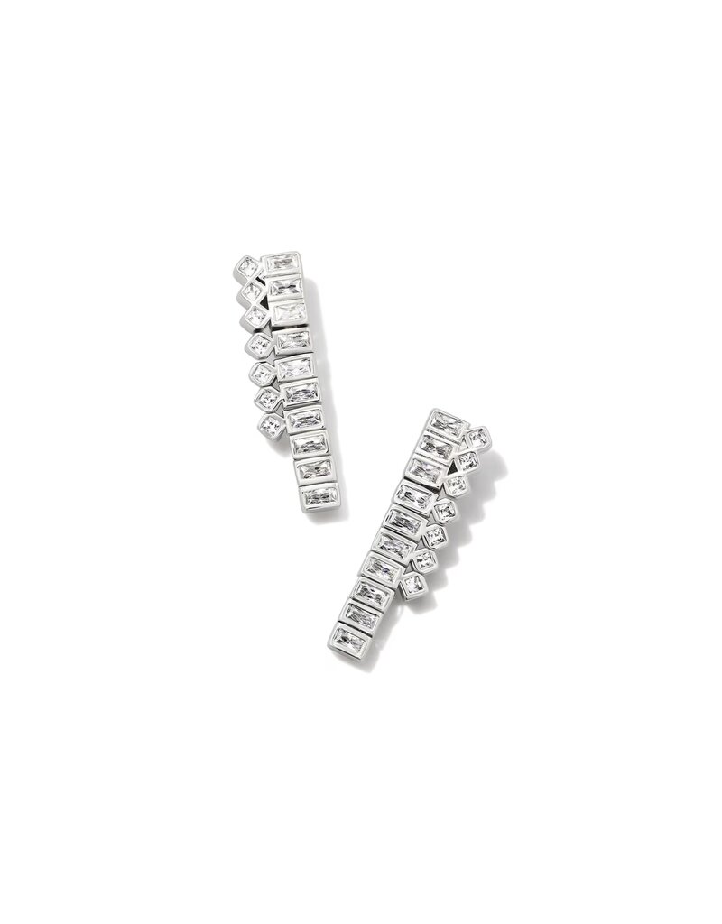 Kendra Scott Gracie Silver Linear Earrings in White CZ