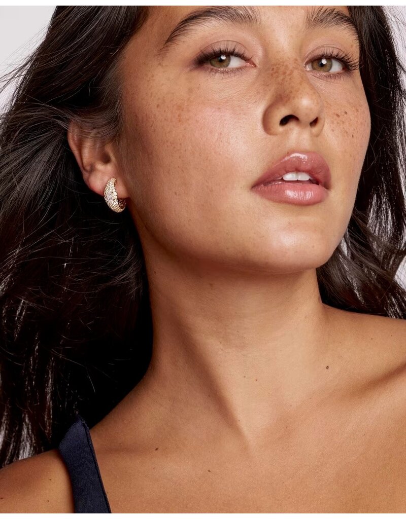 Kendra Scott Bella Hoop Earring Gold Metal White CZ