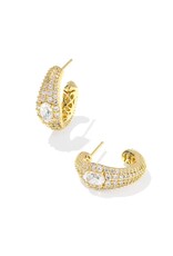 Kendra Scott Bella Hoop Earring Gold Metal White CZ