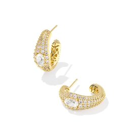 Kendra Scott Bella Hoop Earring Gold Metal White CZ