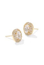 Kendra Scott Bella Stud Earrings Gold Metal White CZ