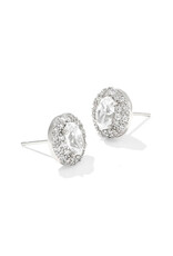 Kendra Scott Bella Stud Earrings Rhodium Metal White CZ