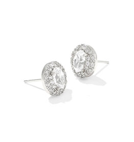 Kendra Scott Bella Stud Earrings Rhodium Metal White CZ