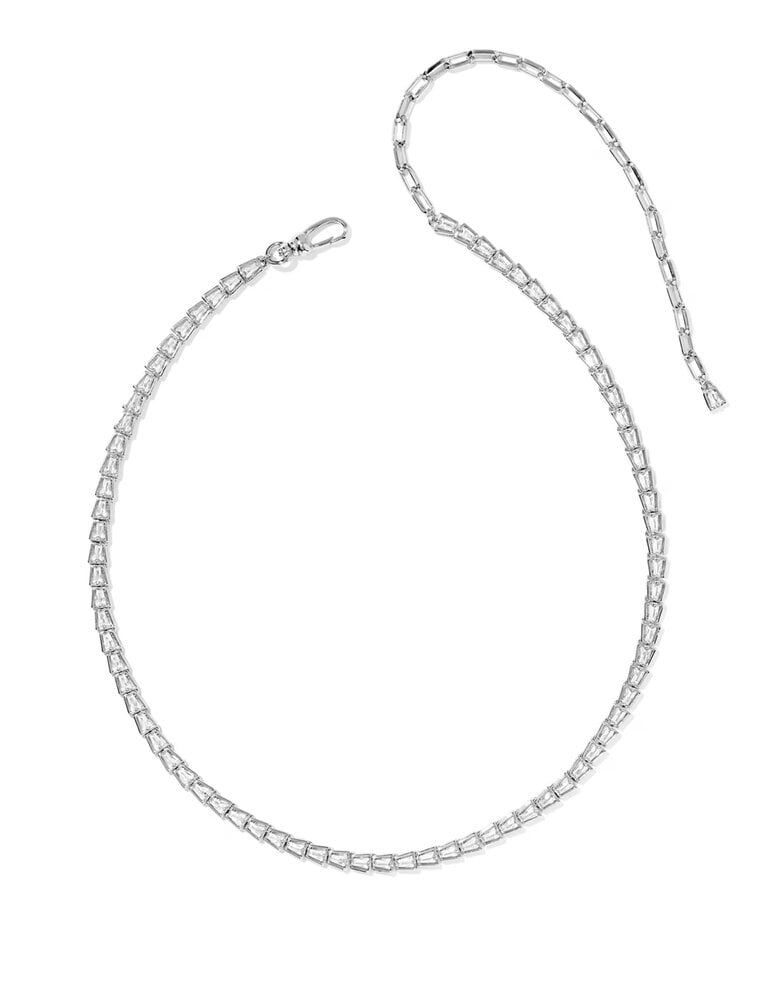 Kendra Scott Bella Tennis Necklace Rhodium Metal White CZ