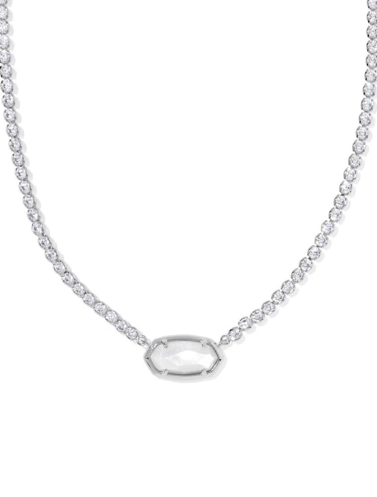 Kendra Scott Elisa Tennis Necklace Rhodium CZ MOP