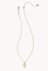 Kendra Scott Cross Pendant Necklace Gold White Opal