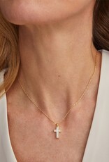 Kendra Scott Cross Pendant Necklace Gold White Opal
