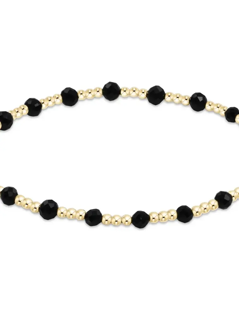 ENEWTON Enewton EXTENDS Gemstone Gold Sincerity Pattern 3MM Bead Bracelet Faceted Onyx