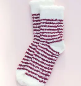 Space 46 Wholesale Red Striped Fuzzy Socks