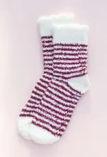 Space 46 Wholesale Red Striped Fuzzy Socks