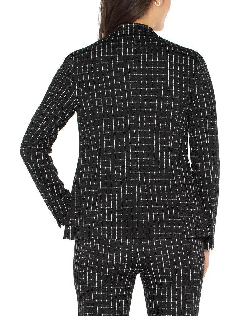 Liverpool Fitted Blazer in Black White Windowpane