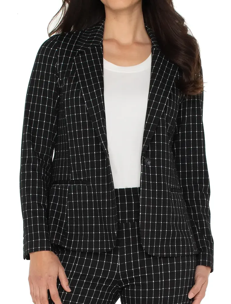 Liverpool Fitted Blazer in Black White Windowpane