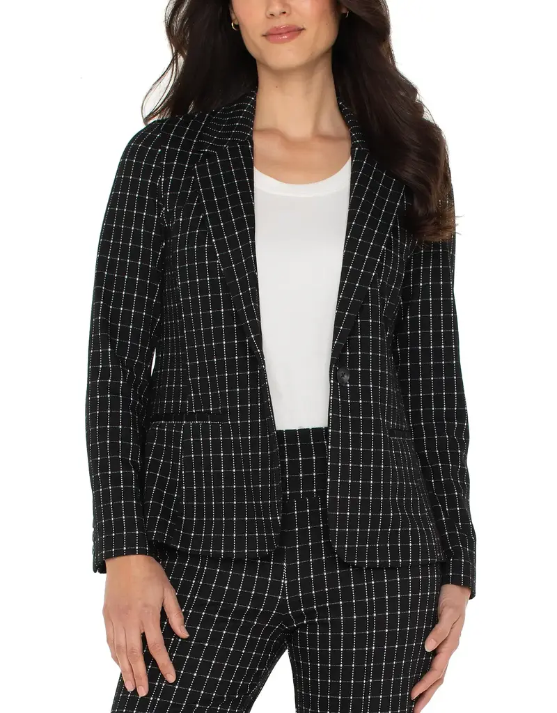 Liverpool Fitted Blazer in Black White Windowpane