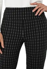 Liverpool Pearl Pintuck Flare Windowpane Check Pant - Black/White