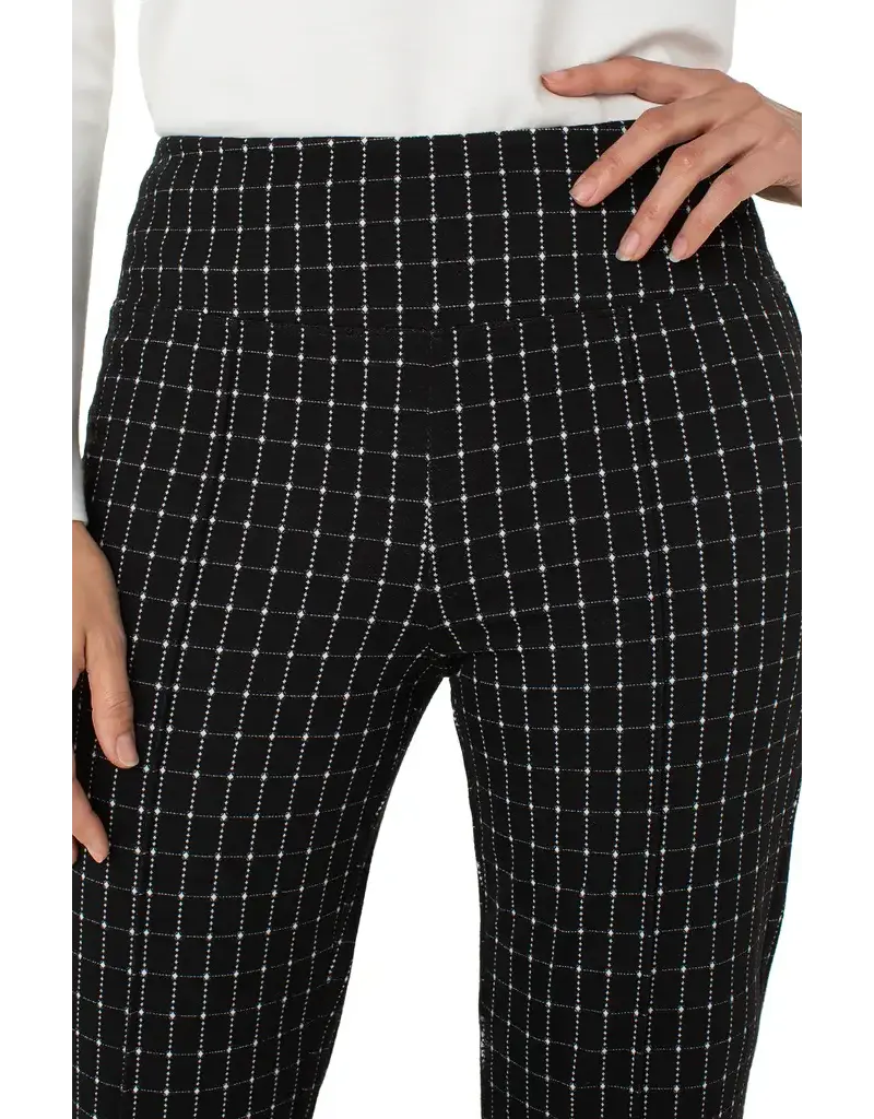 Liverpool Pearl Pintuck Flare Windowpane Check Pant - Black/White