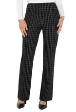 Liverpool Pearl Pintuck Flare Windowpane Check Pant - Black/White
