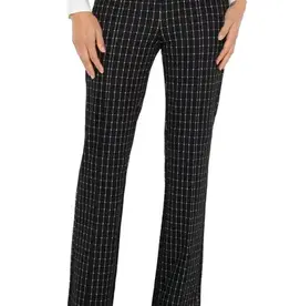 Liverpool Pearl Pintuck Flare Windowpane Check Pant - Black/White