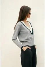Dress Forum Varsity Contrast Deep V Sweater