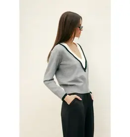 Dress Forum Varsity Contrast Deep V Sweater