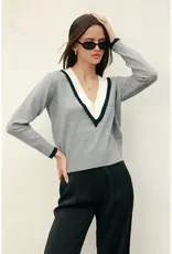 Dress Forum Varsity Contrast Deep V Sweater