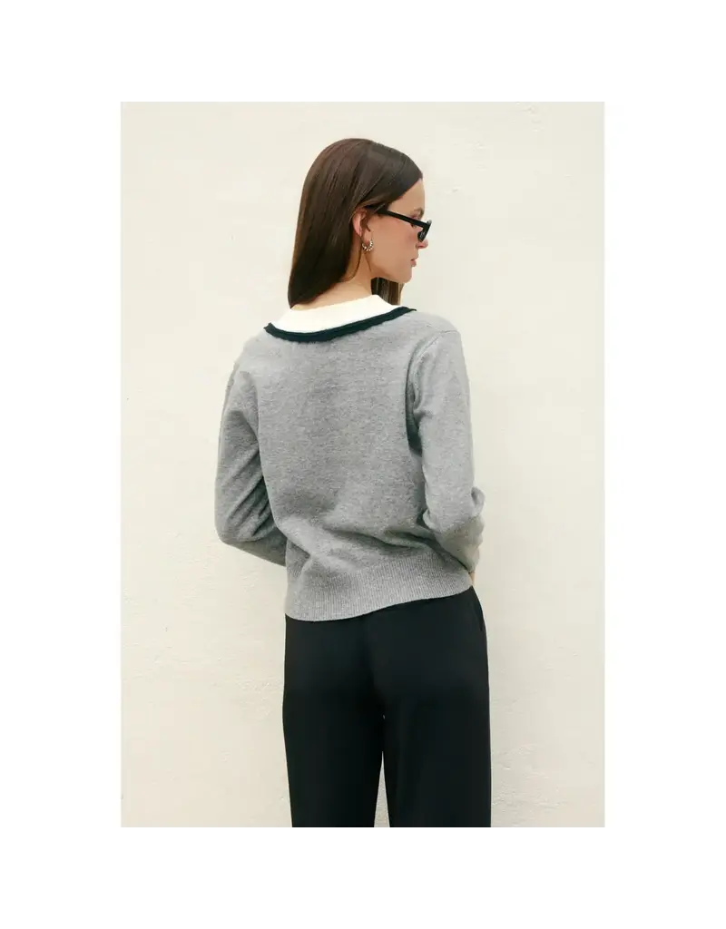 Dress Forum Varsity Contrast Deep V Sweater