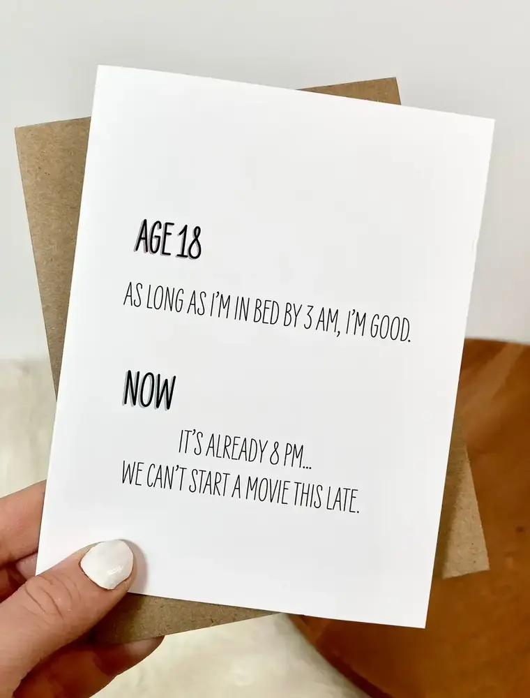 big moods Age 18 vs. Now Birthday Card