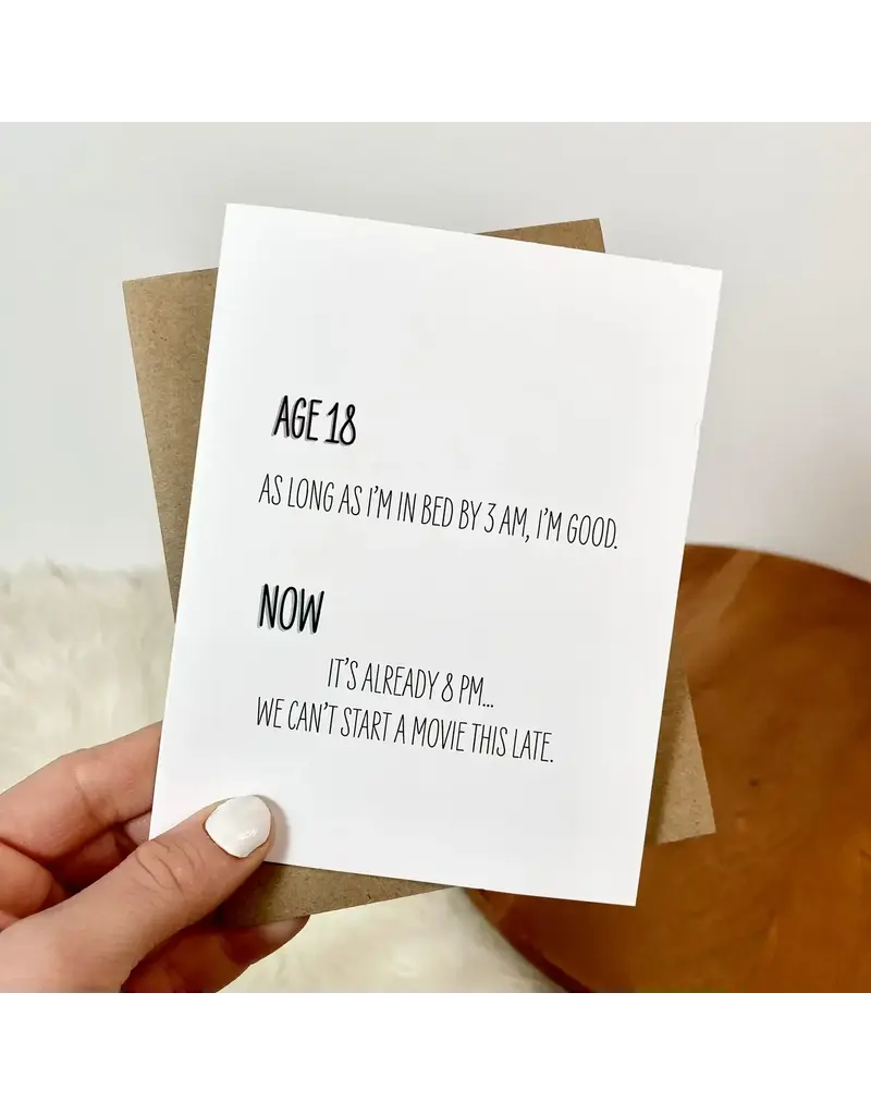 big moods Age 18 vs. Now Birthday Card